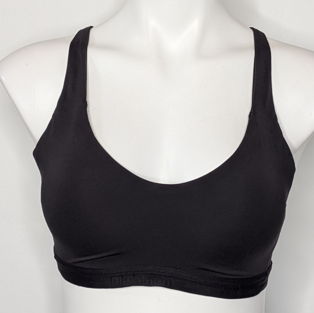 Lululemon Black Cross Back Mesh Scoop Neck Exercise Workout Athletic Sports Bra